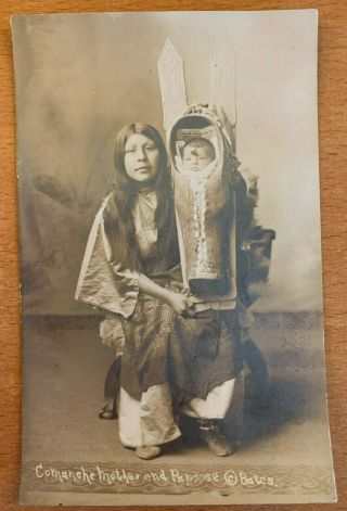 1913 Comanche Mother & Child Lawton Ok Bates Photographer Native American Indian
