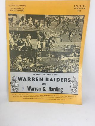 1977 Warren Raiders Warren G Harding Vintage High School Sports Football Program