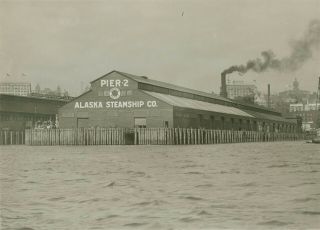 Seattle,  Wa - Alaska Steamship Co - Pier 2 - C1930s? Real Photo Vtg 8x10 Albumen