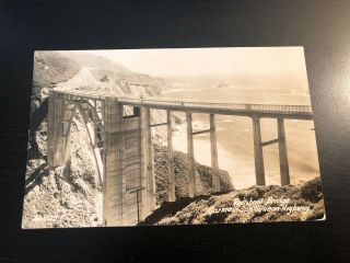 1948 Real Photo Postcard Rainbow Bridge Carmel San Simeon Highway Ca