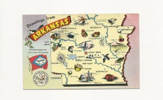 Vintage 1958 Postcard Of Greetings From Arkansas