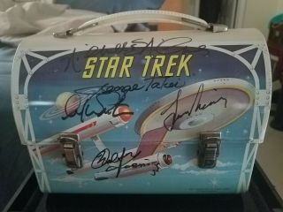 Star Trek 1968 Domed Lunchbox With Signatures.  Thermos