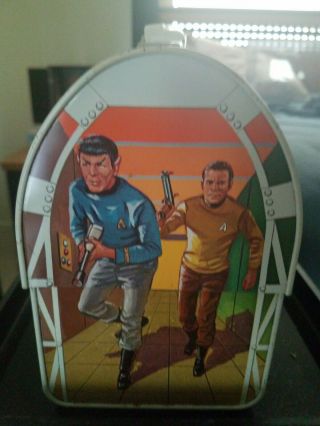 Star Trek 1968 Domed Lunchbox with signatures.  Thermos 3