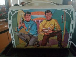Star Trek 1968 Domed Lunchbox with signatures.  Thermos 7