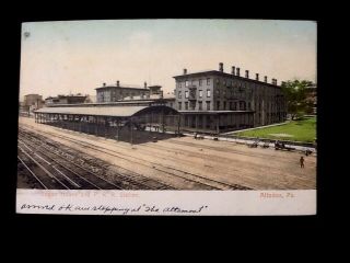 C1907 Altoona,  Pa.  Penna.  R.  R.  Station And Logan House Vintage Db Postcard