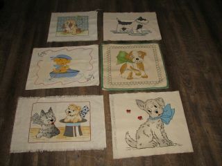 6 Sweet Vintage Embroidered Pillow Covers Vogart Vogue Dogs And Puppies