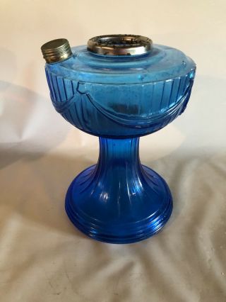 Scarce Aladdin Sapphire Blue Short Lincoln Drape Kerosene Oil Lamp Nosdated 1989