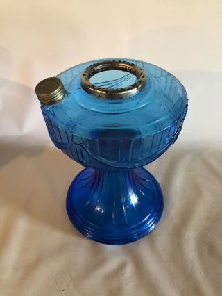 SCARCE ALADDIN Sapphire Blue Short Lincoln Drape Kerosene Oil Lamp NOSDated 1989 2