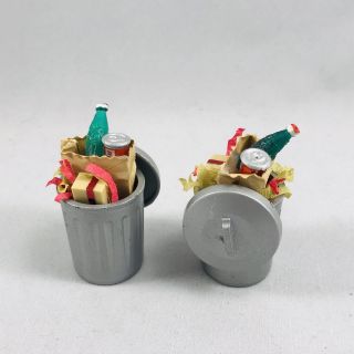 Department 56 Snow Village Christmas Trash Cans figurines Decor 3