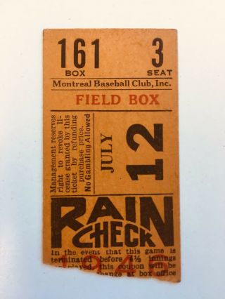 Jackie Robinson 1946 Montreal Royals Baseball Ticket - Dodgers - Color Line