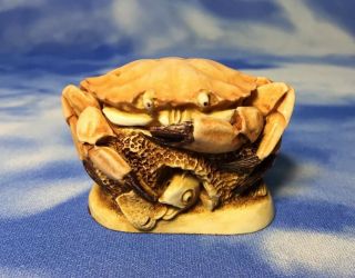 Htf Retired Harmony Kingdom " Brean Sands " Crab Fish Box Figurine Tjcb2 Euc