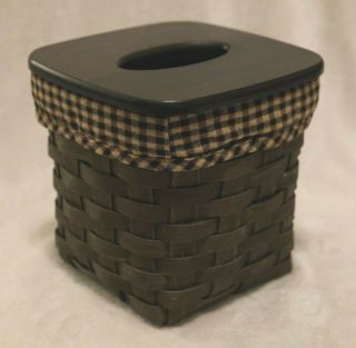 Longaberger Tall Tissue Basket With Woodcrafters Lid,  Protector,  And Liner