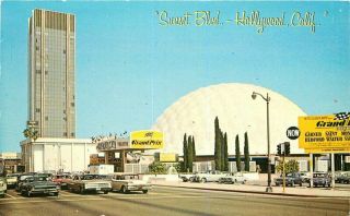 Autos 1960s Cinerama Dome Theater Sunset Boulevard Postcard Mitock 7044