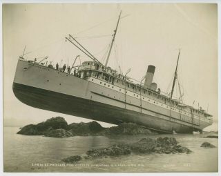 Steamship Ss Princess May Alaska Wreck Disaster - 7x9 Wh Case Real Albumen Photo