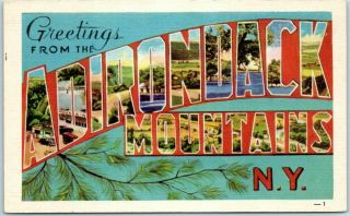 1940s Adirondack Mountains York Large Letter Postcard Dexter Linen