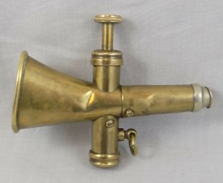 Antique Brass Two Note Signal Horn - Bicycle,  Hunting,  Railway Etc.  Warning Horn