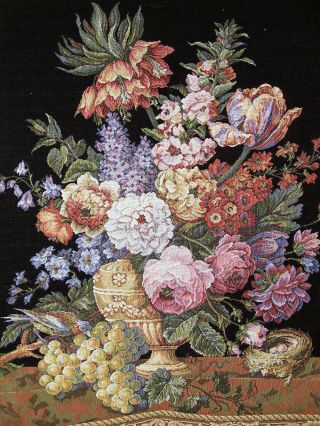 French Wall Hanging Titled The Brussels Tapestry Or A Spray Of Flowers Wow Yqz