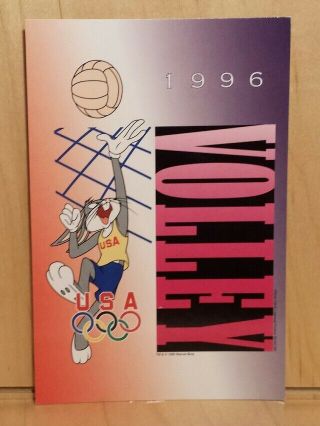 W25) Postcard 1996 Usa Olympics Warner Bros Looney Tunes Volley Ball Bugs Bunny