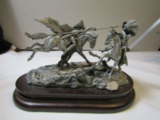 ”when War Chiefs Meet” By Don Polland 1980 Limited Edition Fine Pewter Sculpture