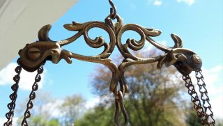 John Scott England Ornate Brass 14 Inch Hanging Library Lamp Frame 4