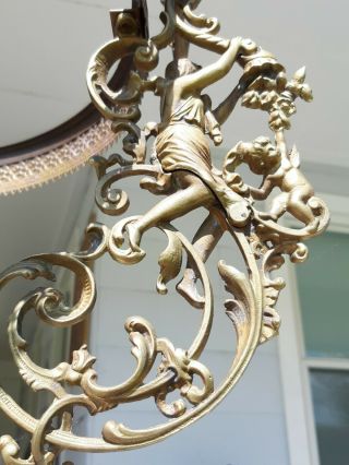 John Scott England Ornate Brass 14 Inch Hanging Library Lamp Frame 6