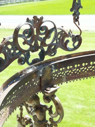 John Scott England Ornate Brass 14 Inch Hanging Library Lamp Frame 7