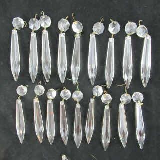 172 Vintage Glass Clear Crystal 3 - 3/4 Icicle Teardrop Prisms Chandelier Lamp