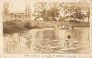 Rppc Real Photo Postcard Black Americana Family Lake Idlewild Michigan 1927 Mich