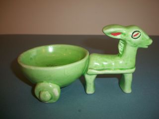 Vintage Ceramic Donkey And Cart Trinket Dish Made In Japan