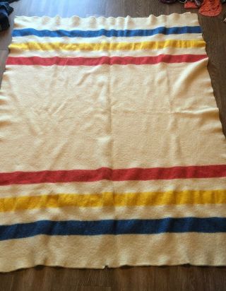 Orrlaskan Pure Wool Blanket 74” X 57” Orr Felt Blanket Co Throw Striped Vintage