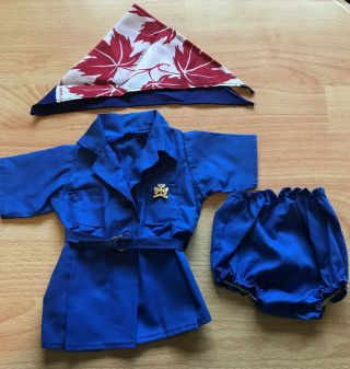 Vintage Girl Scouts Girl Guides Doll Uniform Dress Panties Scarf Pin Blue