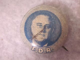 Old Fdr Franklin D Roosevelt Political Pin Back Pinback