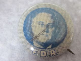 Old FDR Franklin D Roosevelt Political Pin Back Pinback 2
