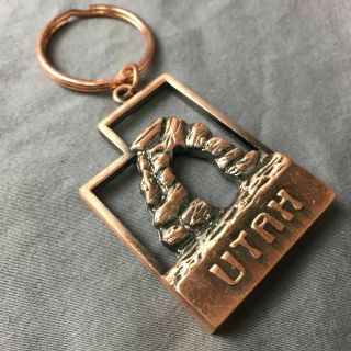 Utah Keychain Keyring Heavy Bronze Tone Red Rock Arches National Park