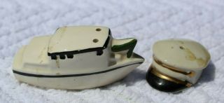 Vintage Go - With Miniature Captains Hat And Boat Salt And Pepper Shakers
