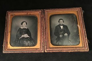 1/6 Plate Daguerreotype Images Of A Young Couple,  Full Case