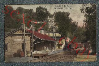 Elliot City Maryland B&o Railroad Depot - Circa 1915 Postcard Grade 3,