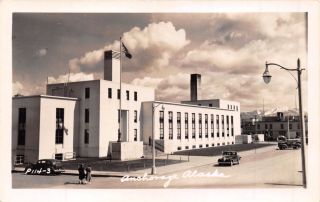Anchorage Alaska Old Federal Building Real Photo Postcard 1940s