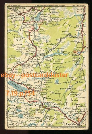 P754 - Latvia 1930s Map Of Viesite And Area.  Vecsauka Elksni Akniste Birzi Rite