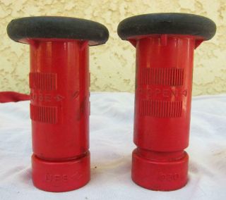 2 U.  F.  S.  1” Fire Hose Nozzle Adjustable Spray 1030 Red Polycarbonate -