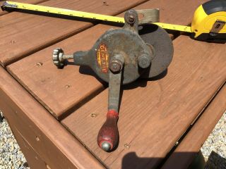 Antique Vintage Cast Iron Hand Crank Bench Mount Grinder Knife Sharpener Tool