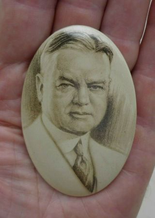 Herbert Hoover 1928 Republican Presidential Campaign Button Mirror President 31 4