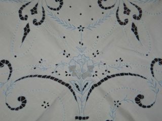 Antique Madeira Tablecloth Vintage Embroidery & Lace Tablecloth 52 by 50 4