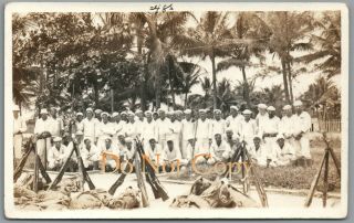 1914 Mexico Veracruz Us Occupation - Uss Michigan Sailors In Plaza - Rppc Postcard