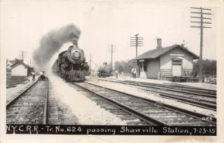 F67/ Shawville Station North Ridgeville Ohio Rppc Postcard Railroad Depot Loco