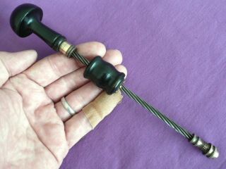 Vintage Archimedes Style Drill With Ebonised / Lacquered Handles & Brass Chuck