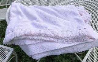 Vintage Morgan Jones Soft Pink Woven Bedspread Full Size 2