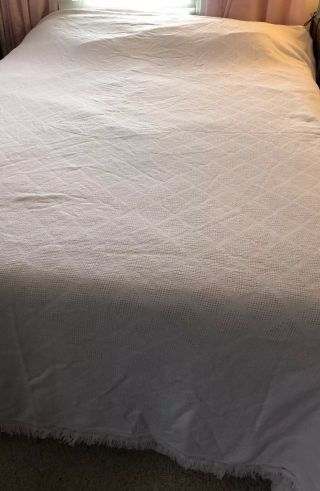 Vintage Morgan Jones Soft Pink Woven Bedspread Full Size 4