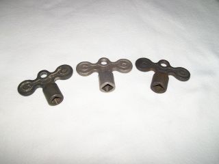 3 Vintage Radiator / Furnace Keys 5/16 " Square Wrench Tool Marked C