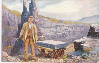 Bethesda - Splitting Slates In The Quarries,  Lovely Art Drawn By Jotter 1908
